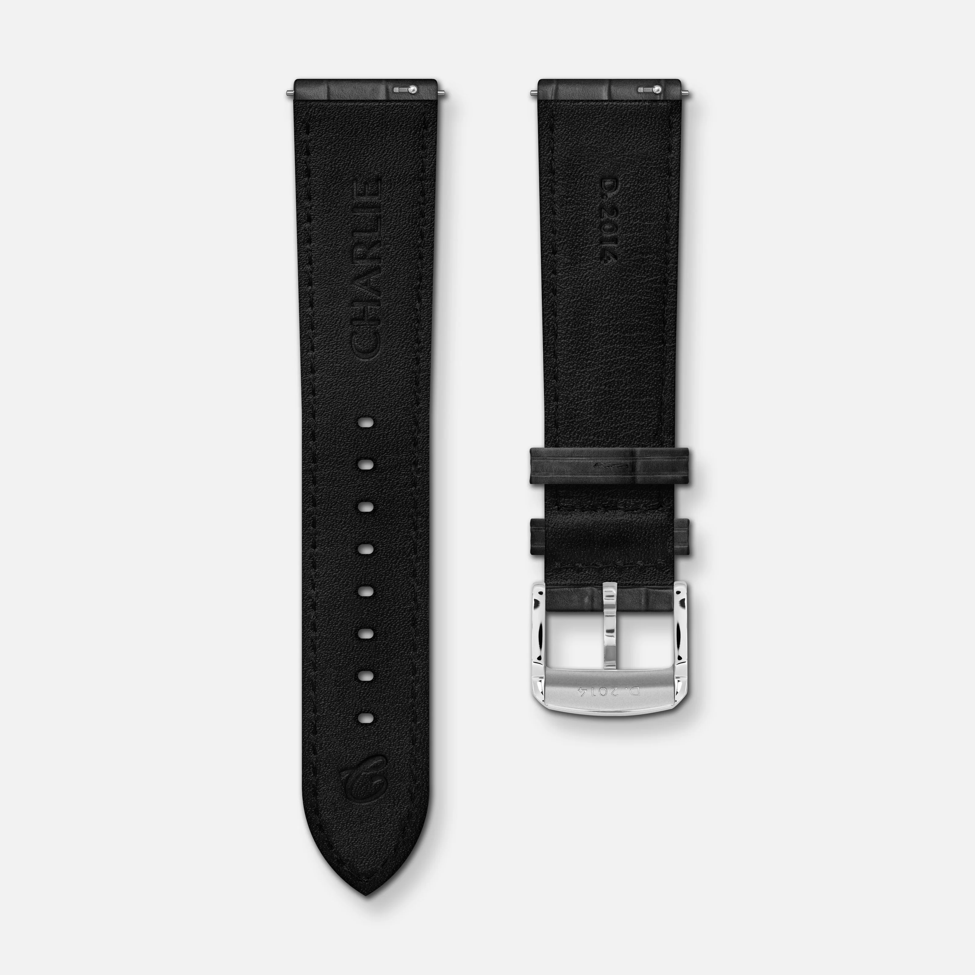 Bracelet cuir crocograin gris 20mm - Image 3