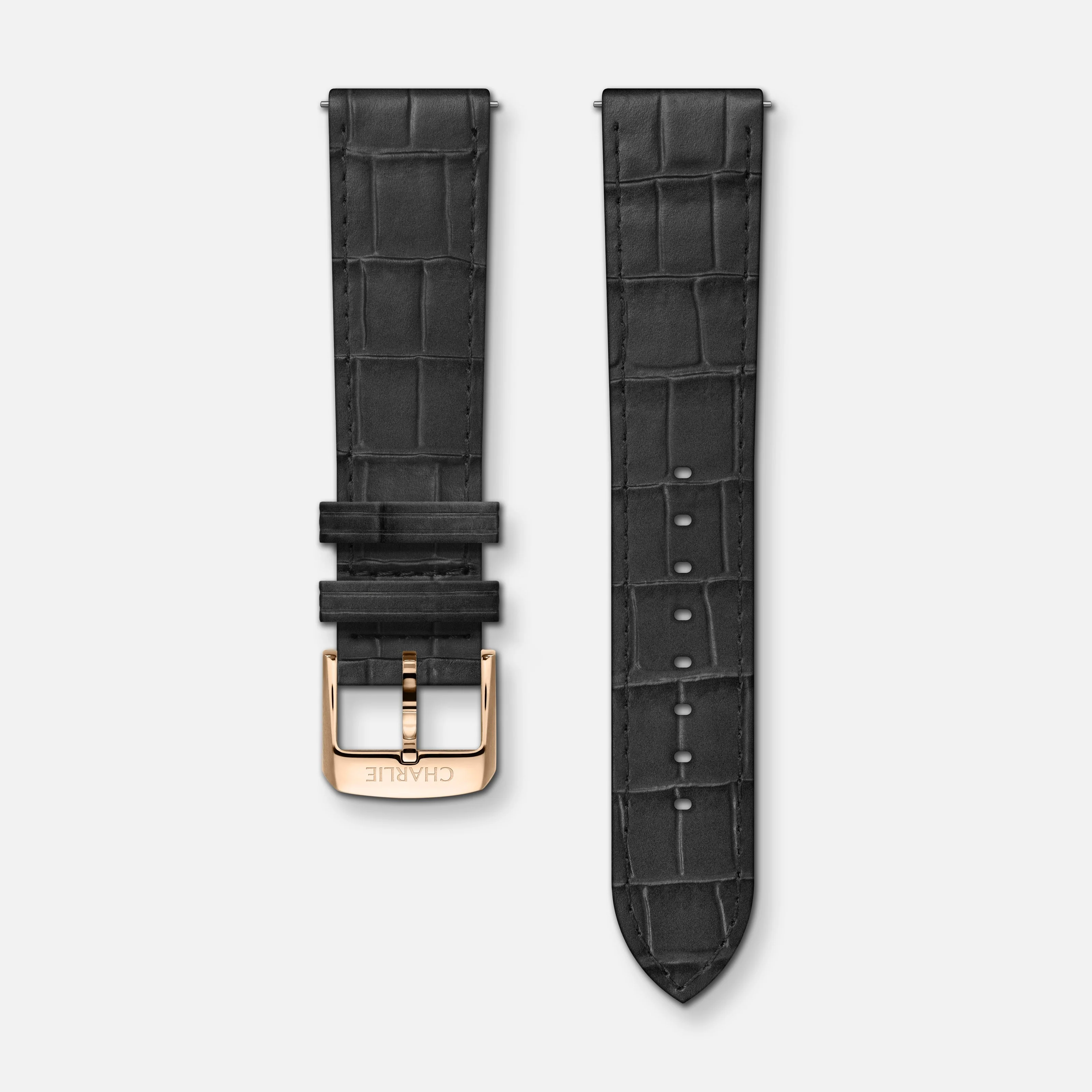 Bracelet cuir crocograin gris 20mm - Image 4