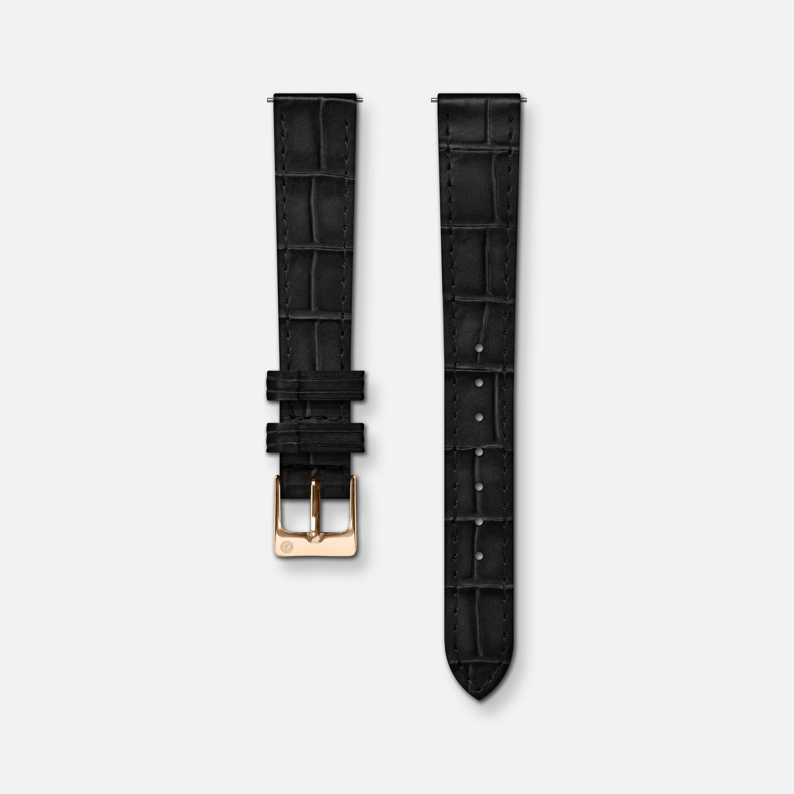Bracelet cuir crocograin noir 14mm