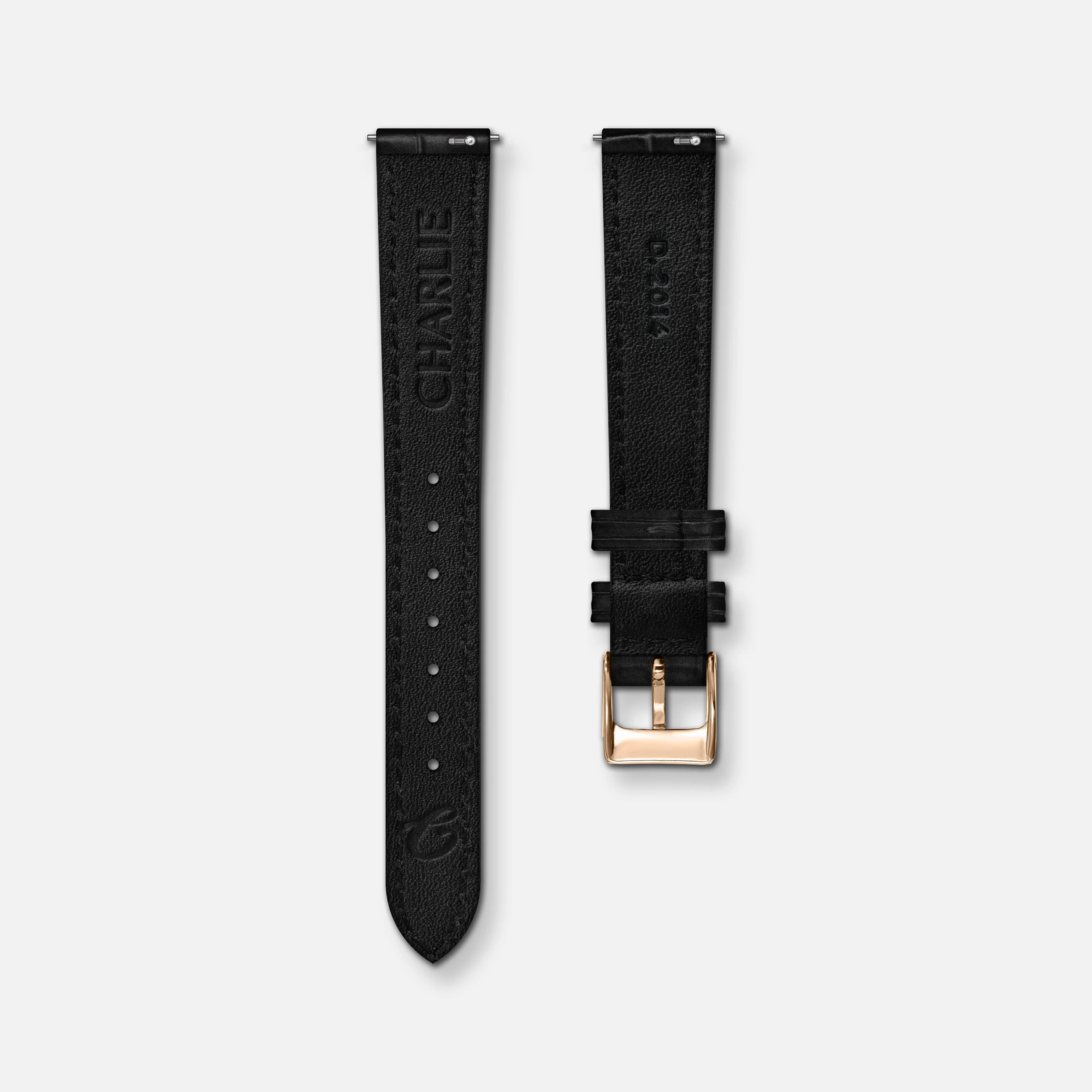 Bracelet cuir crocograin noir 14mm - Image 2