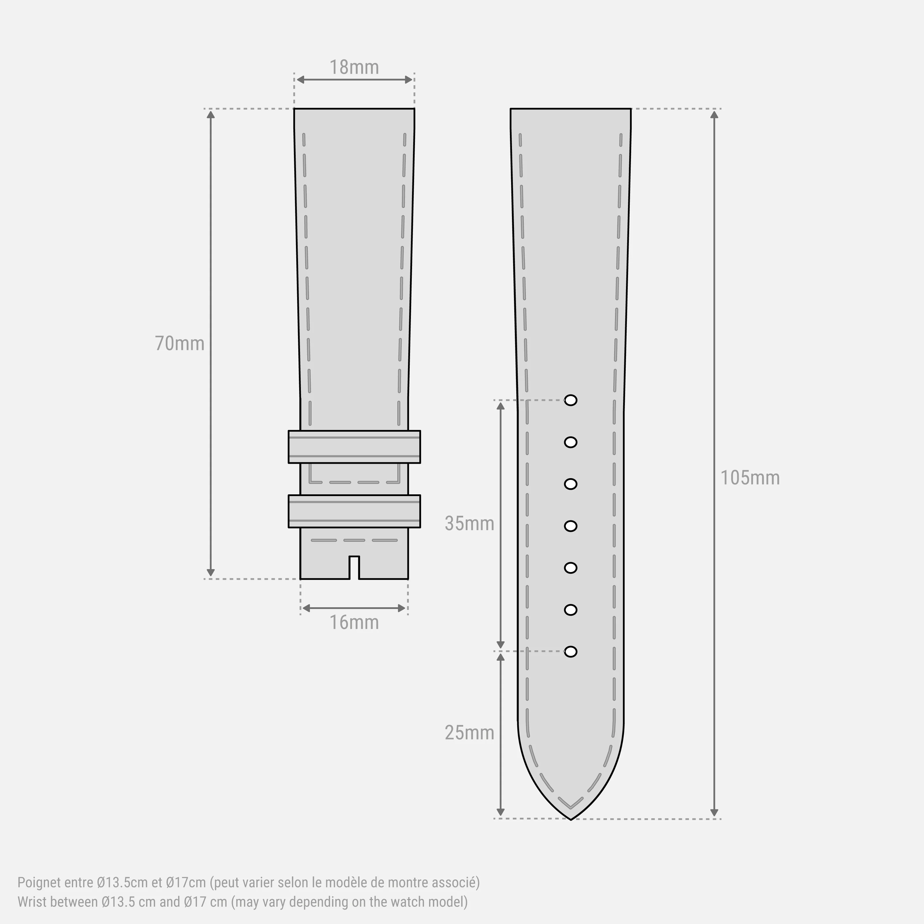 Bracelet cuir bordeaux 18mm - Image 8