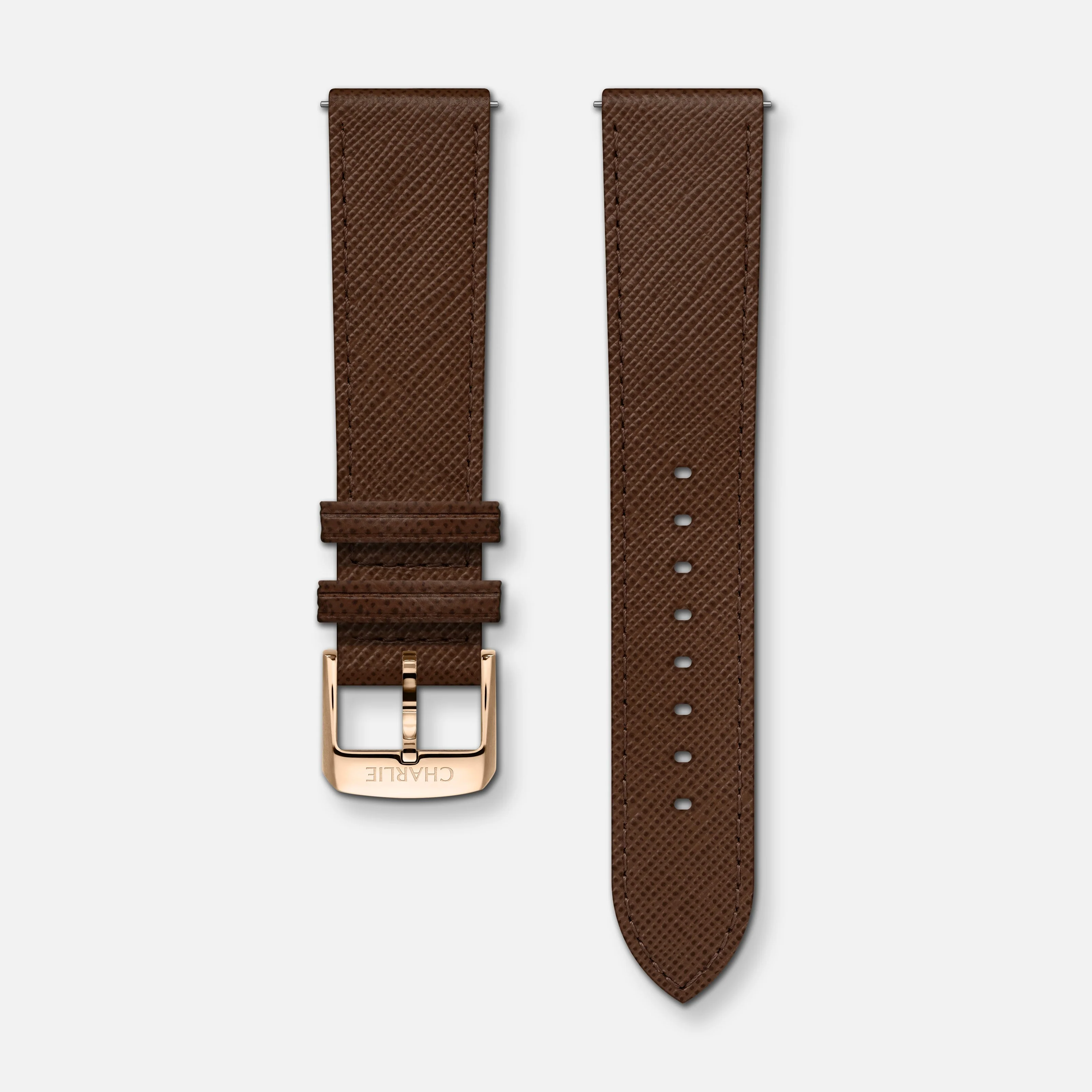 Bracelet cuir saffiano marron 20mm - Image 3