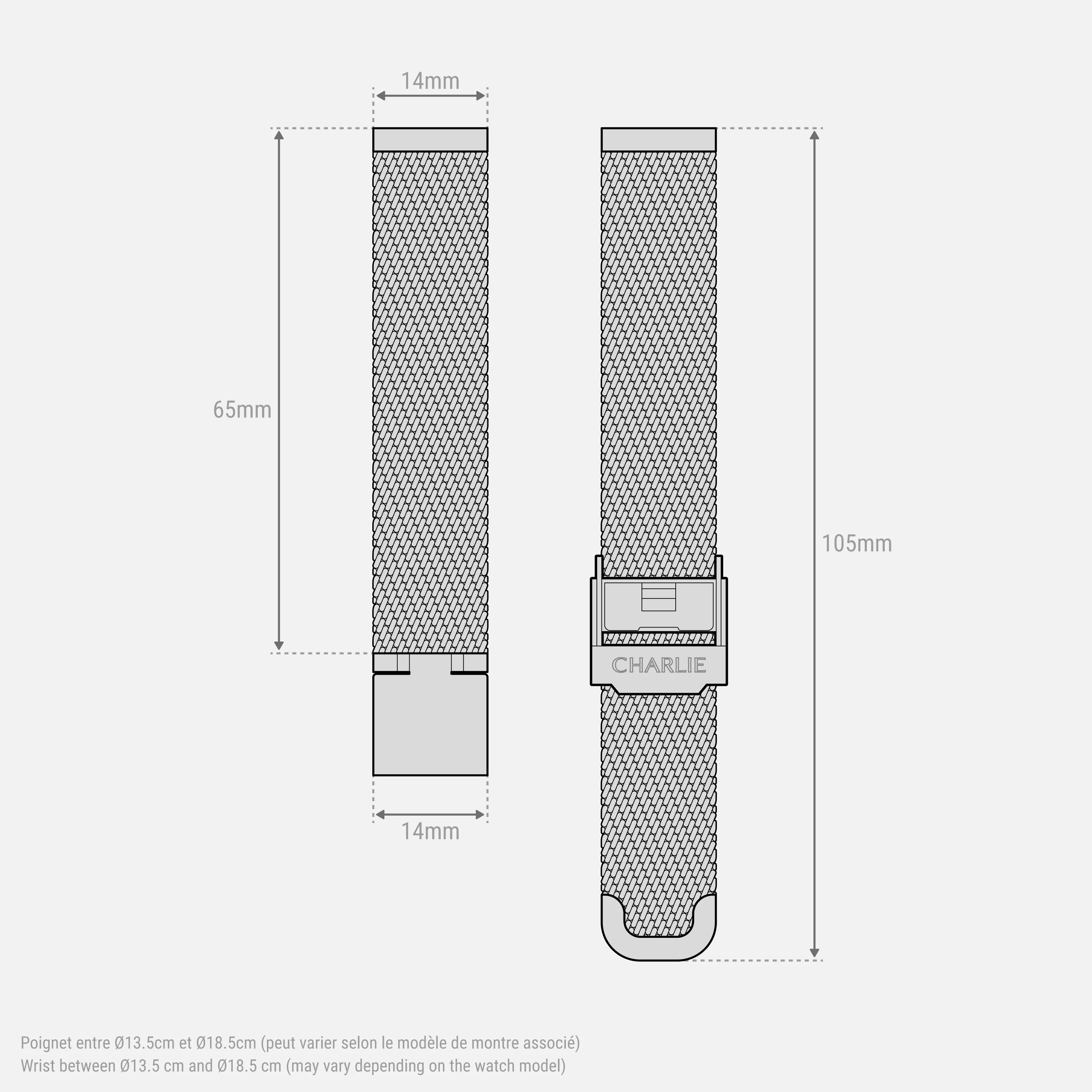 Bracelet en maille milanaise acier 14mm - Image 3
